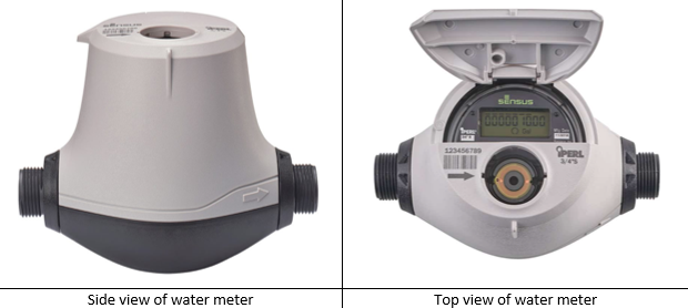Water Meter Side and Top View